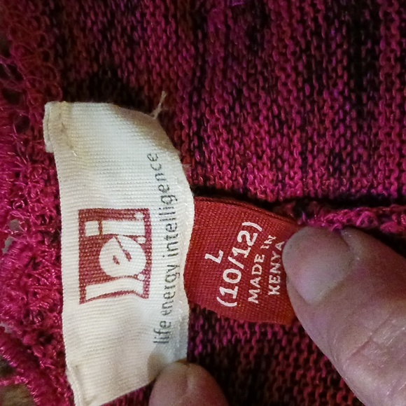 l.e.i. Cropped Poncho Sweater w/Lace Back Sz L (10/12) Girl Adult XS - Picture 8 of 12